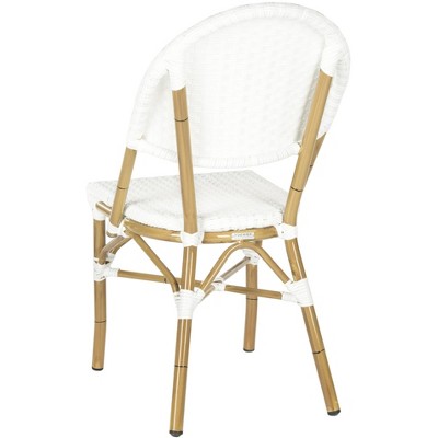 Off-White Faux Bamboo and Wicker Bistro Chair Set