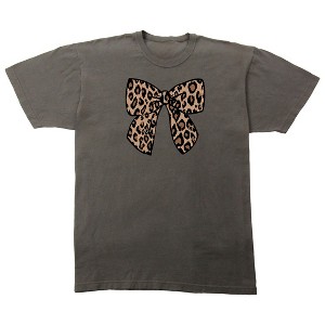 Leopard Print Ribbon Adult Pepper Crew Neck Short Sleeve T-shirt - 1 of 4