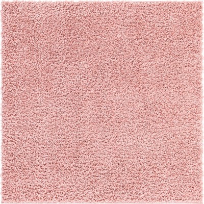 Davos Shag 8' Square Dusty Rose Synthetic Area Rug