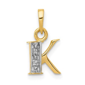 Black Bow Jewelry The Chloe Mini Diamond Accent initial K Pendant in 14k Yellow Gold - 1 of 4