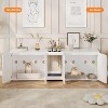 Cat Litter Box Enclosure for 2 Cats,  Wooden Litter Box Cabinet, Large Enclosed Cat Box Furniture with Storage Shelf, Soft Cushion - 3 of 4