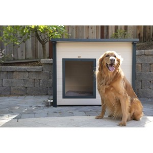 Rustic Lodge Style Outdoor Dog House, Weatherproof Wooden XL Pet Shelter ¨C 37.6" H x 46.4" W x 39" L, Extra Large Dogs - 1 of 4