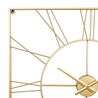 24" Gold Metal Open Frame Square Wall Clock
