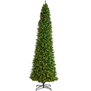 Nearly Natural 12-ft Slim Green Mountain Pine Artificial Christmas Tree with 1100 Clear LED Lights and 3235 Tips - 1 of 4