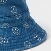 Girls' Denim Bucket Hat with Smileys - Cat & Jack™: Kids Woven Emoji Pattern, Lightweight, Pull-On - 3 of 3