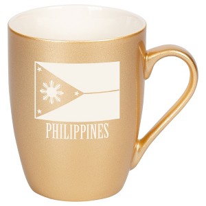 Elanze Designs Philippines Flag 10 Ounce Ceramic Laser-Etched Engraved Drinkware Mug, Metallic Vegas Gold - 1 of 4
