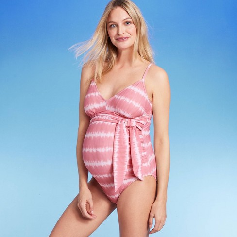 Tie-dye Front-tie One Piece Maternity Swimsuit - Isabel Maternity By Ingrid  u0026 Isabel™ Pink/white : Target