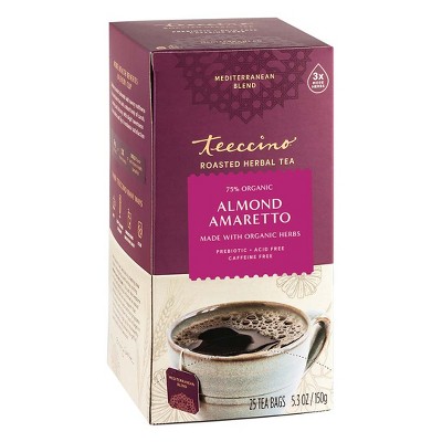 Teeccino Herbal Tea - Almond Amaretto - 25 Tea Bags - Rich & Roasted Herbal Tea That's Caffeine Free & Prebiotic for Natural Energy