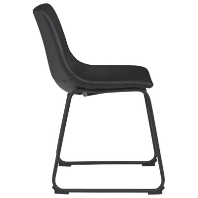Black Faux Leather Upholstered Side Chair with Metal Frame