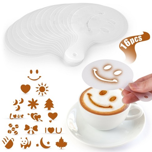 Stencils for Latte Art (16 Pack) with Various Designs to Style your Morning Coffee - image 1 of 4