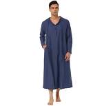 Lars Amadeus Men's Nightshirt Long Sleep Shirt Hooded Loungewear Nightgown Pajamas