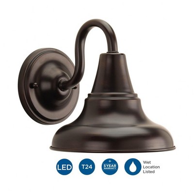 Progress Lighting District 1-Light Outdoor Wall Lantern, Antique Bronze, Metal Shade