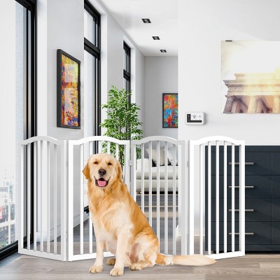 Indoor Pet Gate 4 panel Folding Dog Gate For Stairs Or Doorways 73.5x32 inch Tall Freestanding Pet Fence For Cats And Dogs By Petmaker white Target