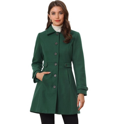 Allegra K Women's Winter Overcoat Lapel Collar Single Breasted Outerwear  Long Pea Coat