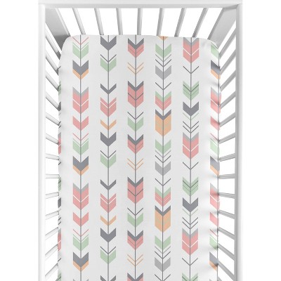 Sweet Jojo Designs Mod Arrow Fitted Crib Sheet - Mint/Coral