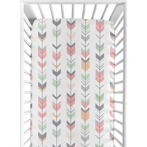 Sweet Jojo Designs Mod Arrow Fitted Crib Sheet - Mint/coral : Target