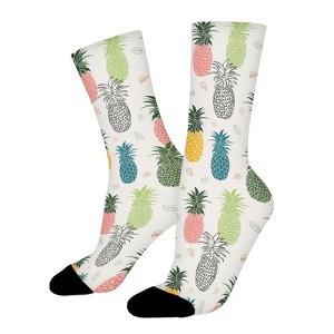 Colorful Pineapple Leaves Women Printed Crew Socks Funny Funky Socks Soft Polyester Novelty Gifts for Artists Men - 1 of 1