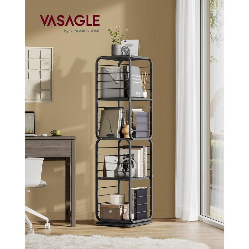 VASAGLE 4-Tier Rotating Bookshelf, Bookcase with Bookends for Small Spaces, Corner Shelf, Steel Frame, 3 of 11