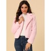 INSPIRE CHIC Women's Autumn Winter Cropped Notch Lapel Faux Fur Fluffy Jacket - 2 of 4