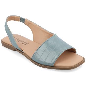 Journee Collection Womens Brinsley Tru Comfort Foam Croco Texture Sling Back Sandals