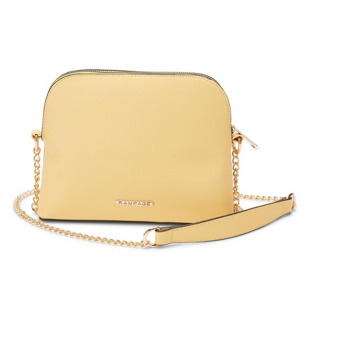 Rampage Women’s Saffiano Dome Crossbody Bag with Chain Strap - Yellow