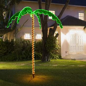 Costway 7ft Pre-lit LED Rope Light Palm Tree Hawaii-Style Holiday Decor w/ 306 LED Lights