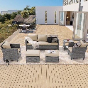 Sonkuki 6-Piece Patio Conversation Set with Side Table - 1 of 4