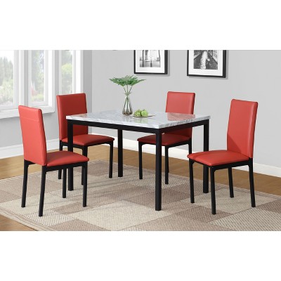 NicBex Dining Table Set for 4 Morden Counter Height Table with Faux Marble Tabletop and 4 Faux Leather Chairs for Kitchen