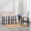 WestinTrends Hayes 29" Linen Fabric Tufted Bar Stool (Set of 3) - 2 of 4