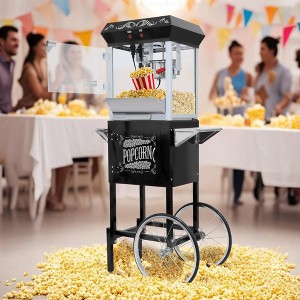 KWPZQEB Popcorn Machine with Cart, Stainless Steel Maker Machine with 2-Switch Design, 8/6 Oz Kettle Makes Up to 32/24 Cups, Events, Home Theater - 1 of 4