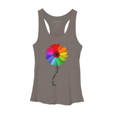 Adult Design By Humans Free Mom Hugs Pride Rainbow Sunflower By Avocato Racerback Tank Top