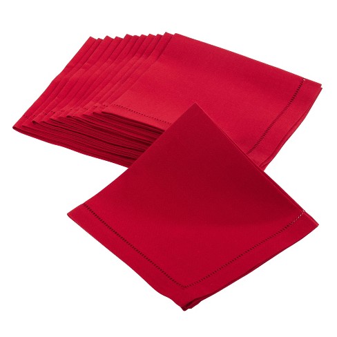Efavormart 5 Pack Red Striped Satin Cloth Napkins, Wrinkle-Free Reusable Dinner Napkins - 20 inchx20 inch for Wedding Party Event Banquet