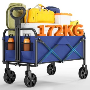 Heavy Duty Collapsible Wagon Cart, 380Lb Capacity Foldable Utility Wagon with 5" All-Terrain Wheels & Drink Holders for Grocery Shopping - 1 of 4