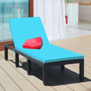Costway Patio Rattan Lounge Chair Height Adjustable Turquoise - 1 of 4