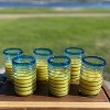 Dos Sueños Mexican Hand Blown  Drinking Glasses - Aqua Spiral - 14oz - Set of 6 - 4 of 4