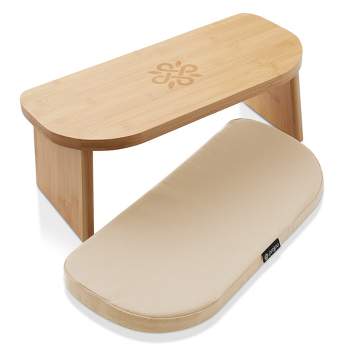 Prajna  Meditation Bench - Bamboo, Folding Yoga Stool with Cushion and Carry Bag