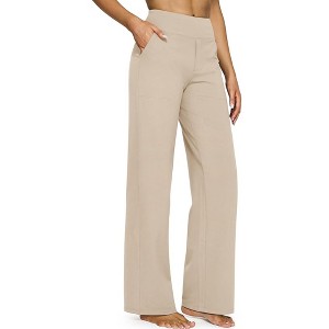 BABYYER Women's Yoga Pants, High-Waist Straight-Leg Work Pants, Wide Leg Casual Sweatpants with Pockets, Breathable and Elastic - 1 of 4