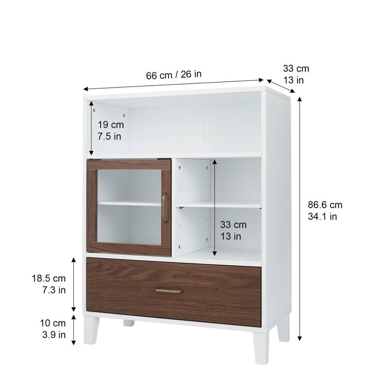 Teamson Home Tyler Two Tone Modern Wooden Floor Storage Cabinet Walnut/White - Elegant Home Fashions, 5 of 10