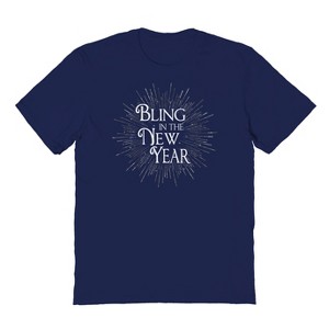 Rerun Island Men's Bling In The New Year Short Sleeve Graphic Cotton T-Shirt - 1 of 1