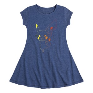 Girls' - Pokémon - Pikachu Outline Fit & Flair Cap Sleeve Dress - 1 of 3