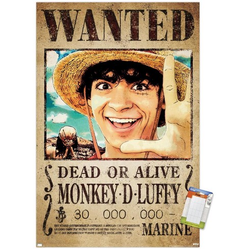 Trends International Netflix One Piece - Luffy Wanted Unframed Wall Poster  Print White Mounts Bundle 22.375
