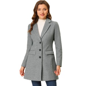 INSPIRE CHIC Women's Notched Lapel Single Breasted Outwear Fall coat - 1 of 4