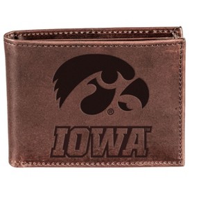 Evergreen NCAA Iowa Hawkeyes Brown Leather Bifold Wallet Officially Licensed with Gift Box - 1 of 1