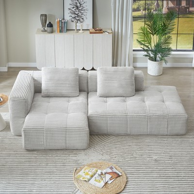 Dolonm 107.5" L-Shape Modular Compressed Couch,Cloud Sectional Sofa with Chaise Lounge,No assembly required,for Living Room,Apartment