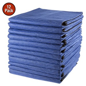 Fleming Supply Dual-Layer Moving Blankets – 12-piece, Blue and Black - 1 of 4
