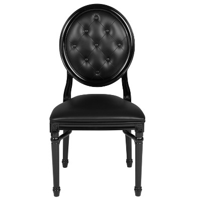 Elegant Black Vinyl Upholstered King Louis Side Chair