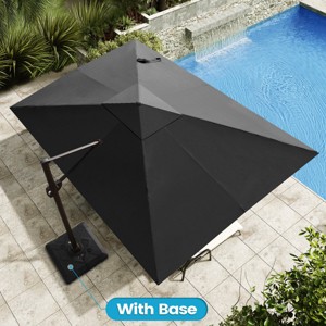 Crestlive Products 9x11.5FT Cantilever Umbrella UV30+ Outdoor 360 Degree Rotation Offset Umbrella 6 Heights Adjustable with Base - 1 of 4