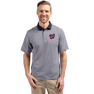 Washington Nationals Cutter & Buck Virtue Eco Pique Micro Stripe Recycled Mens Big & Tall Polo - 1 of 1