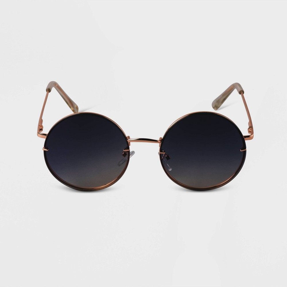 Photos - Sunglasses Women's Oversized Metal Round  - A New Day™ Gold