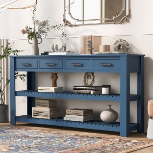 62.2" Stylish Console Table Table with 4 Storage Drawers and 2 Shelves for Entryway Hallway 4M - ModernLuxe - 1 of 4